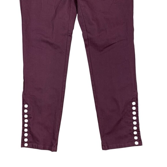 Soft Surroundings Pull On Ankle Pants PM Burgundy Stretch Slim Fit Buttons - Picture 3 of 6